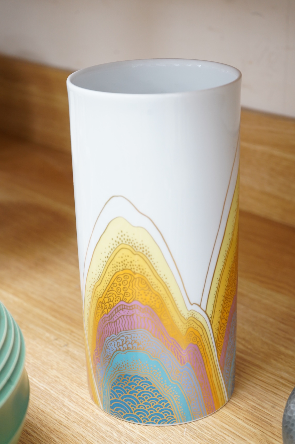 A 1970’s Rosenthal studio line cylindrical vase designed by Rosamunde Nairac, 25cm high
